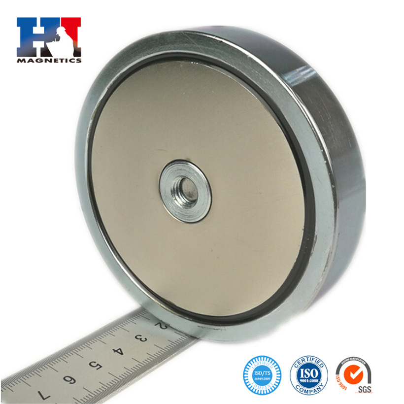 强力钕铁硼磁铁吸盘两个孔长方形锅磁磁铁固定器车顶灯磁铁