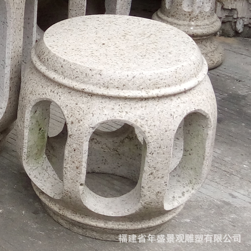 石桌石凳成品 福建石雕厂家 圆鼓凳雕刻古典家具庭院装饰摆件