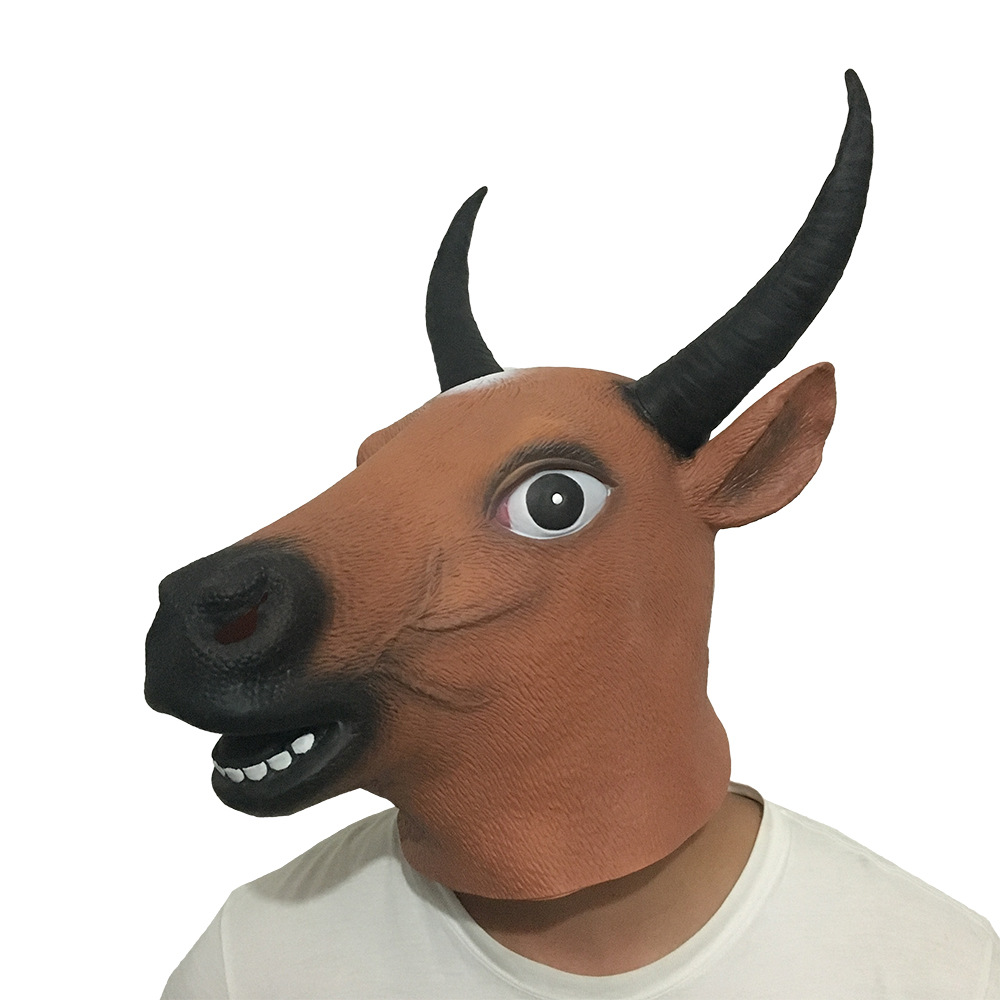 厂家源头 乳胶面具牛头动物头套 儿童动漫卡通牛魔王头饰道具批发