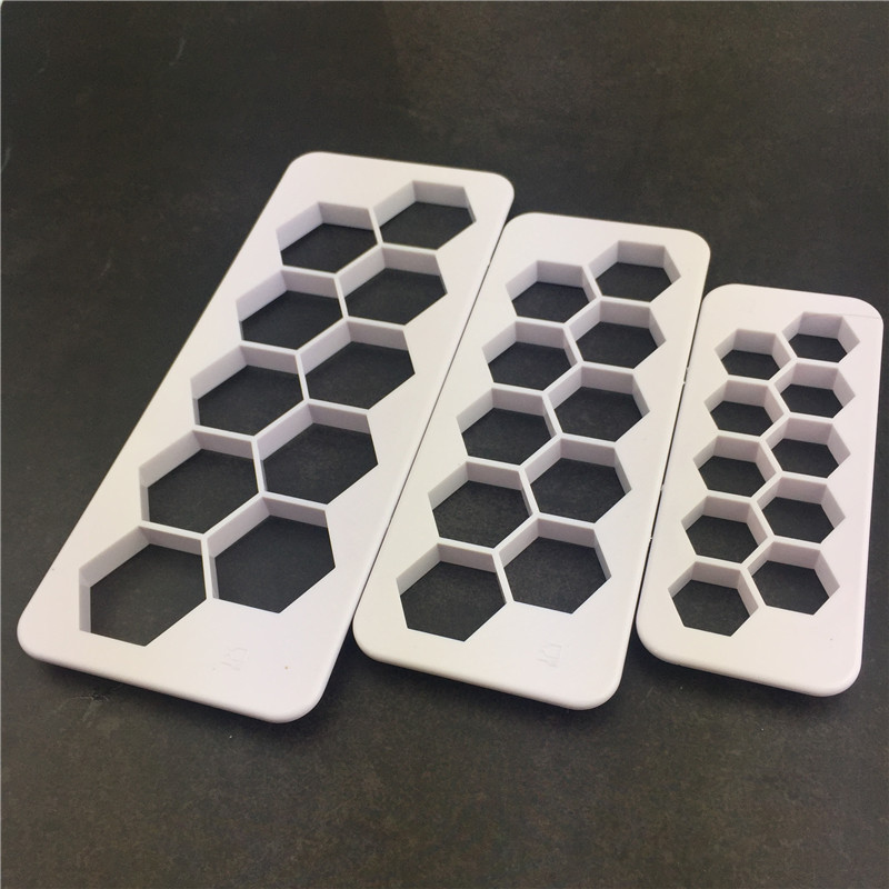 3pcs六边形压花条 基础图形印花模 几何形状饼干曲奇模具翻糖围边