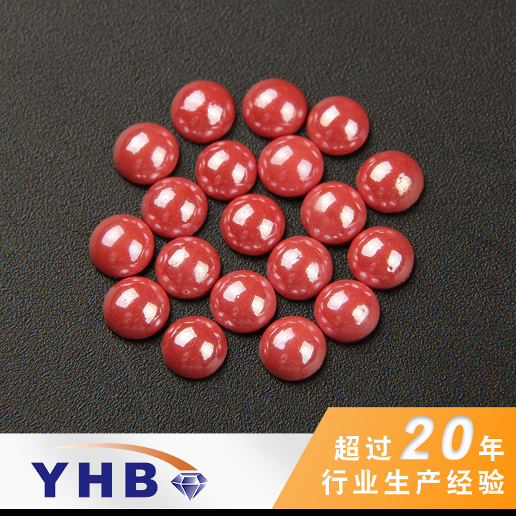 Factory Direct Sales Glue Ceramic Drill Smooth Bright Red Ceramic Hot Drilling 14mm Ornament Accessories Pearl Hot Drilling Semicircle