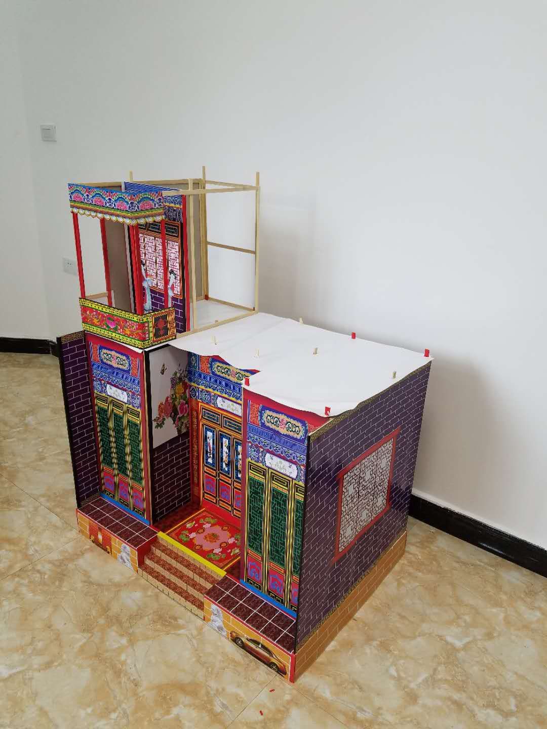 殡葬用品祭祀用品 厂家直销 竹片 灵房 灵屋 纸房子 祭祖周年百日