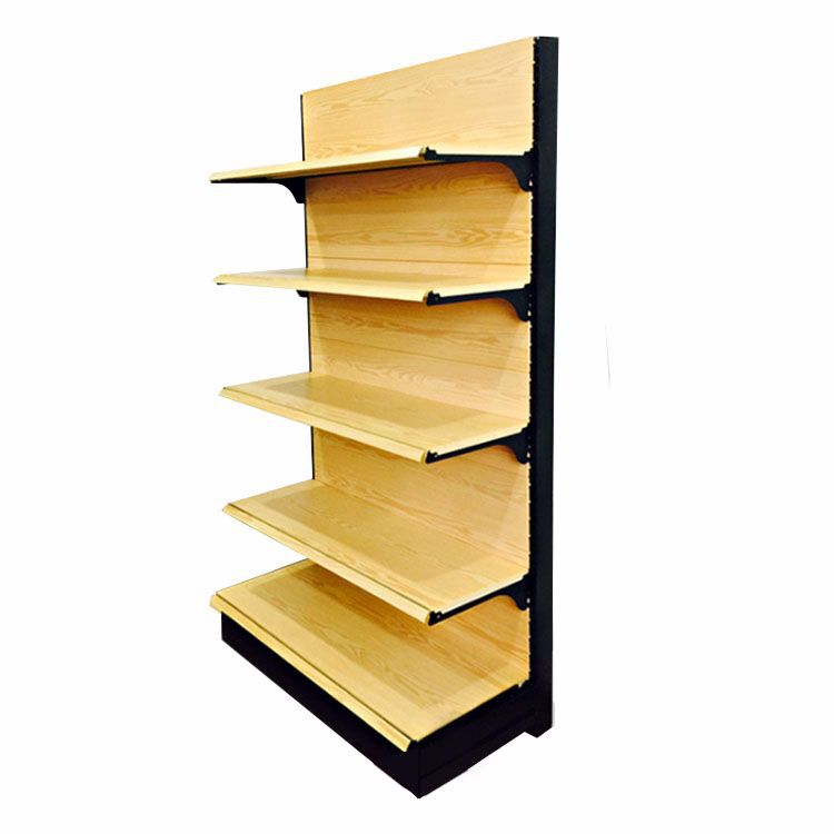 批发超市木纹货架便利店零食货架超市货架单面展示架厂家定做