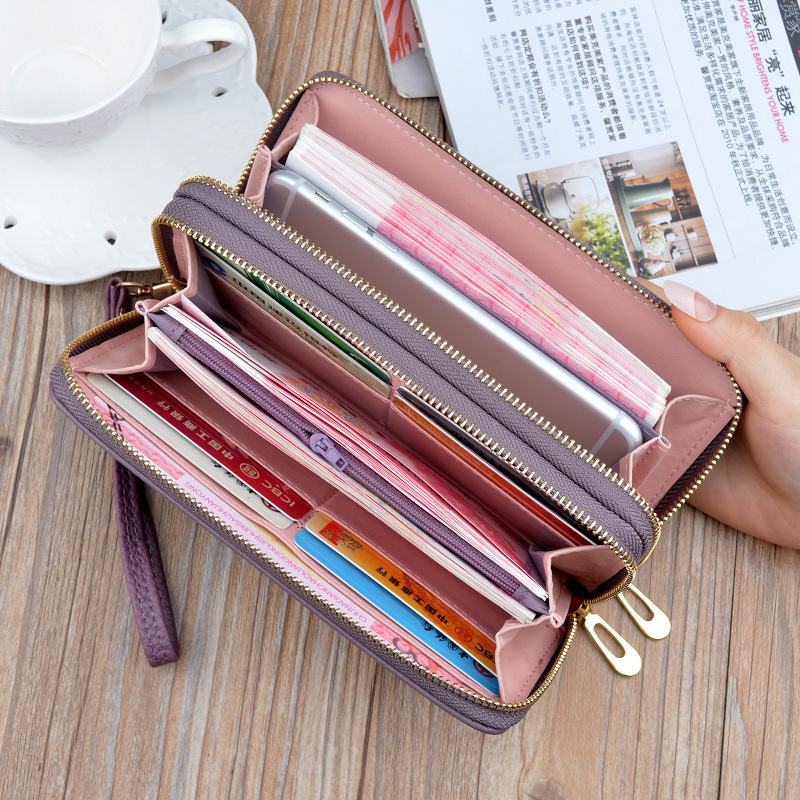 New Wallet Women's Long Wallet Double Layer Zipper Clutch Fashion Embossing Large-Capacity Coin Purse Mobile Phone Bag