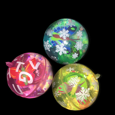 儿童七彩闪光弹力球透明发光水晶球夜光跳跳球玩具直径6.5cm