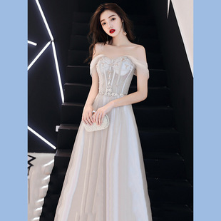 晚礼服女2018新款宴会高贵优雅晚宴主持人时髦聚会连衣裙伴娘礼服