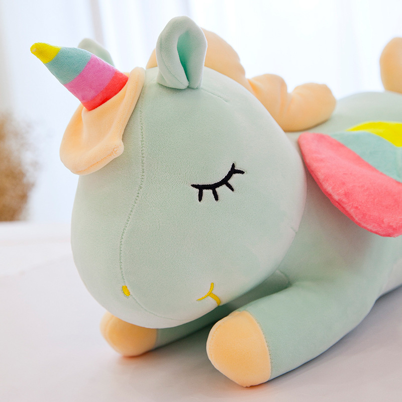 Cross-Border Foreign Trade Angel Unicorn Doll Pillow Cute Rainbow Pony Plush Toy Pink Girlish Doll