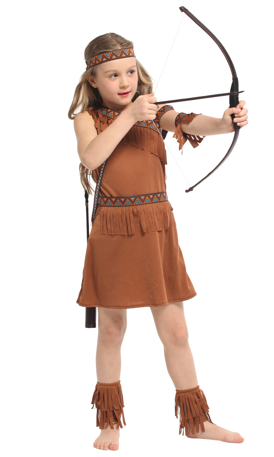 万圣节儿童演出服 cos面具舞会印第安公主裙表演服猎人服g-0342