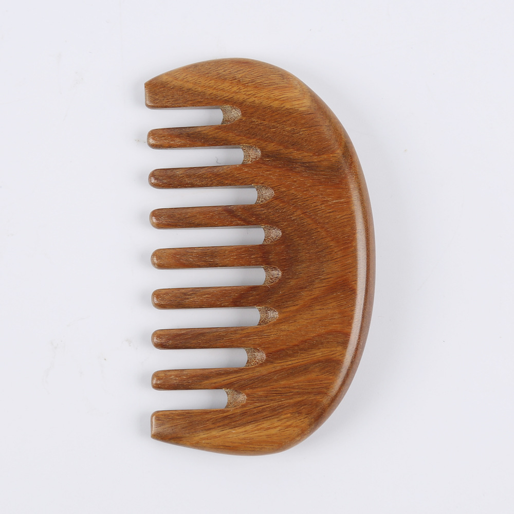 厂家批发木质宽齿檀木梳子粗齿经络穴位按摩梳小号掌心木梳批发