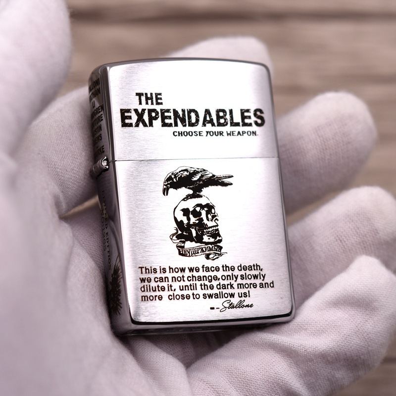 zippo 200镀铬拉丝 五面雕刻 铁汉敢死队