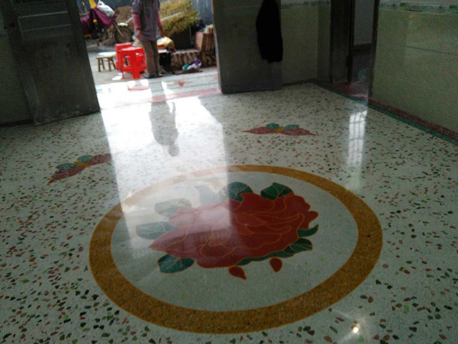 水磨石牡丹花抛光效果12