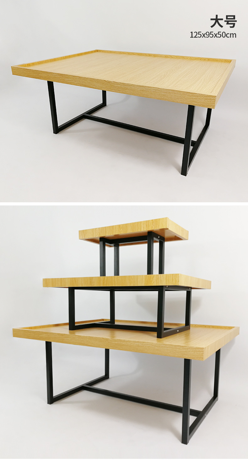 三层流水台展示台母婴店中岛柜化妆品饰品木质台文具店展示架