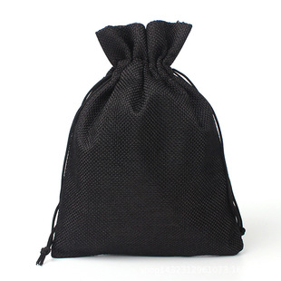 黑色麻布袋10*14cm 双抽绳仿麻袋可印logo文玩收纳束口袋厂家批发