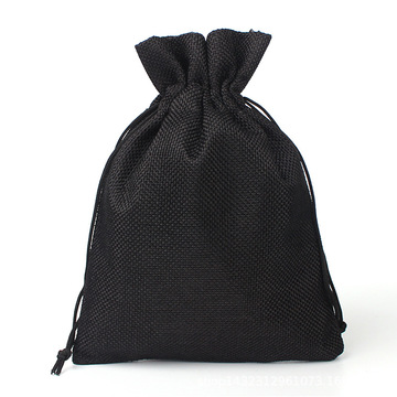 黑色麻布袋10*14cm 双抽绳仿麻袋可印logo文玩收纳束口袋厂家批发