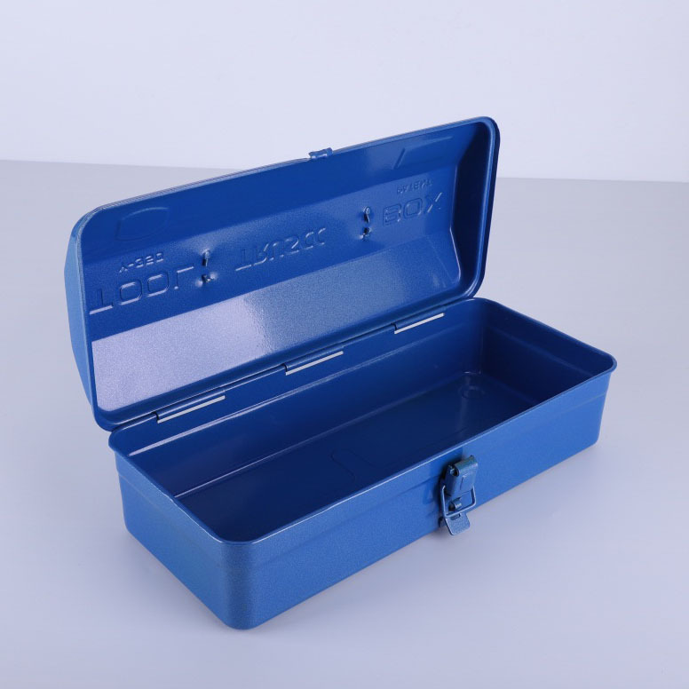 手提全铁皮工具箱 蓝色单层加厚家用五金维修批发350-350x150x100
