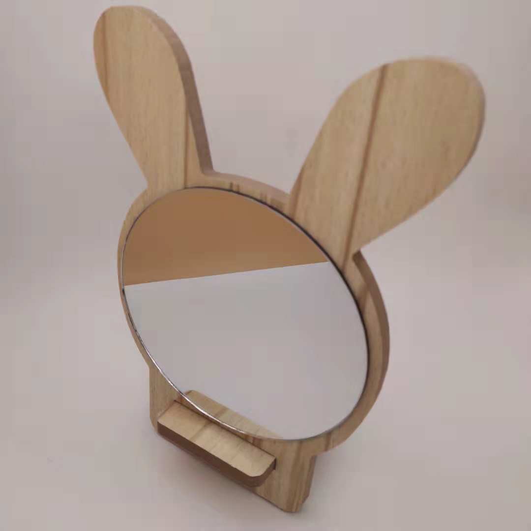 Popular Retro Creative HD Wooden Desktop Makeup Mirror Cute Assembly Girls' Dormitory Students' Glasses Gift Mirror