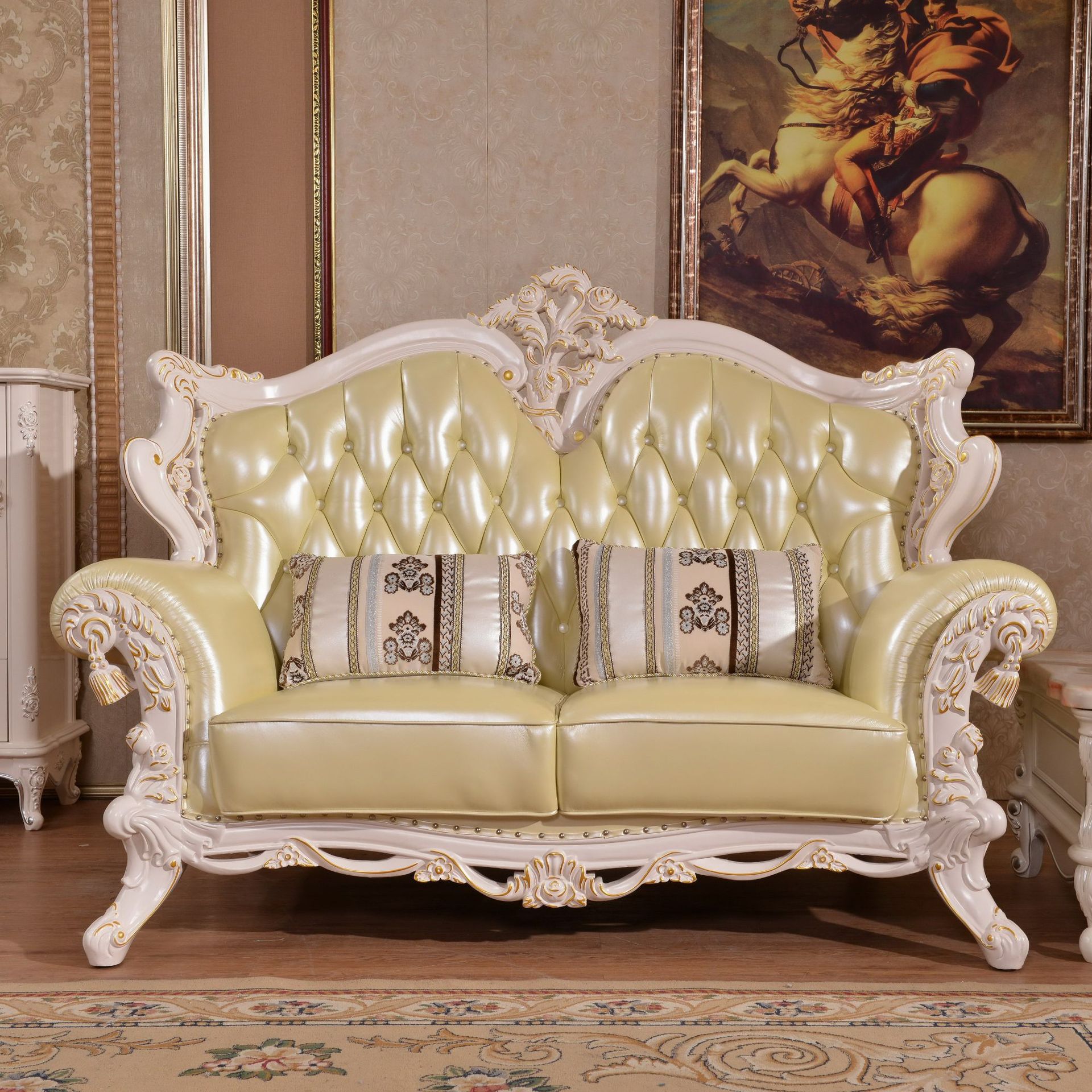 巢熙家具 工厂直销欧式沙发组合简约白色头层真皮实木沙发客厅802