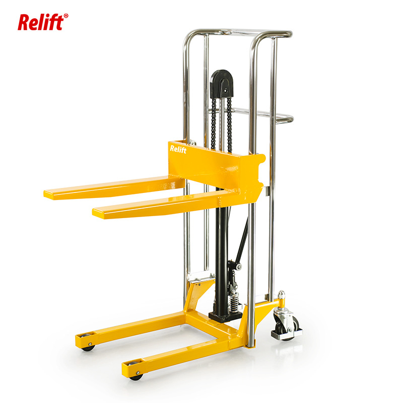轻型手动液压堆高车400kg迷你pj4085搬运小型脚踩装卸叉车升高车