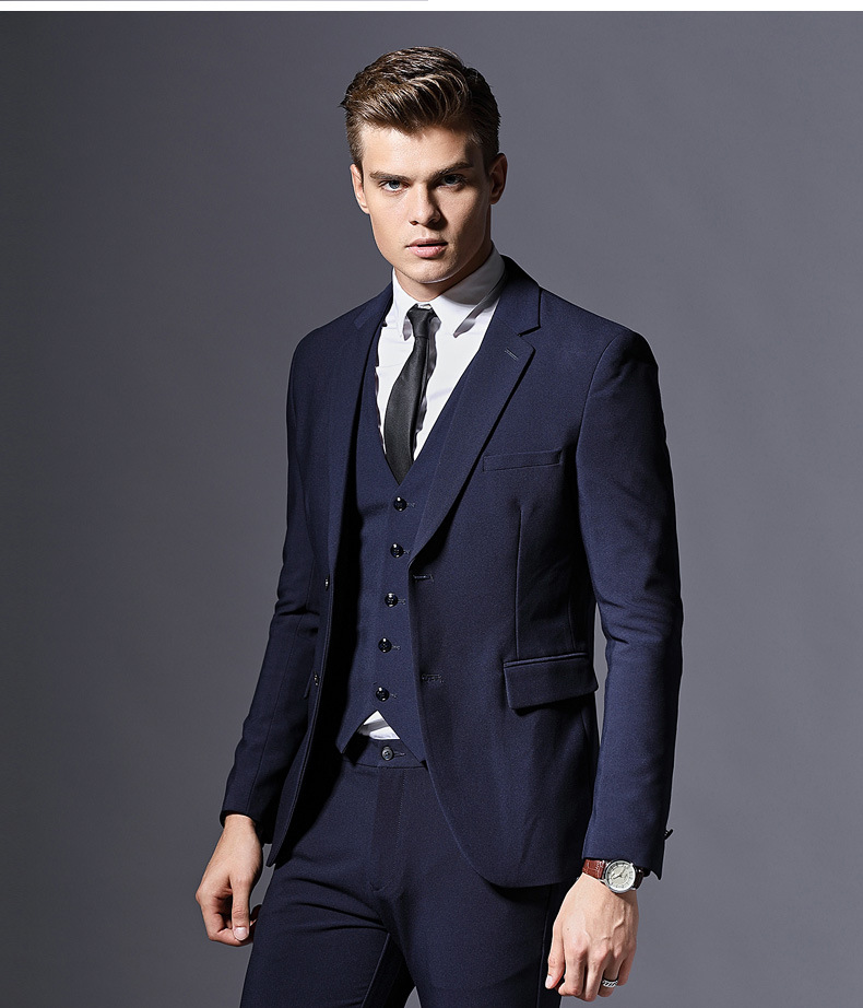 厂家直销西服套装三件套男士商务英伦休闲西装影楼结婚礼服西装男