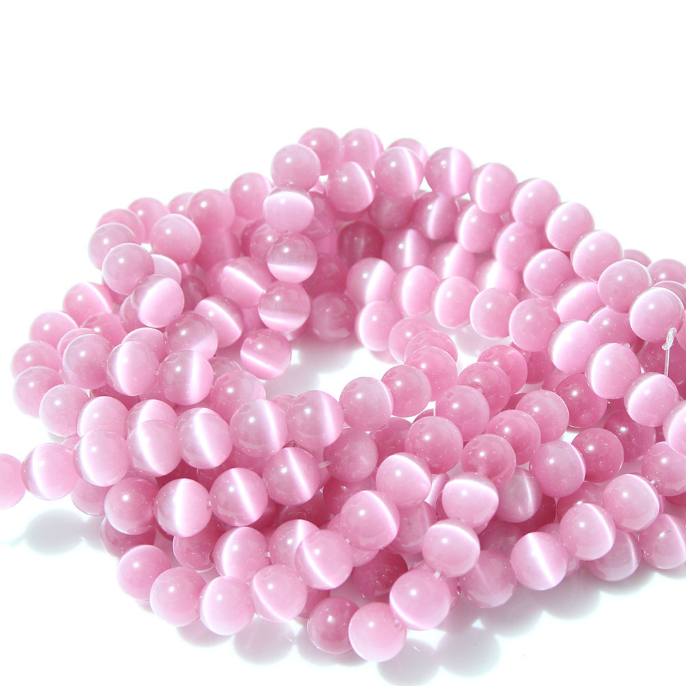 速卖通外贸饰品水晶粉色猫眼石珠美丽的石珠制作时尚饰品10毫米