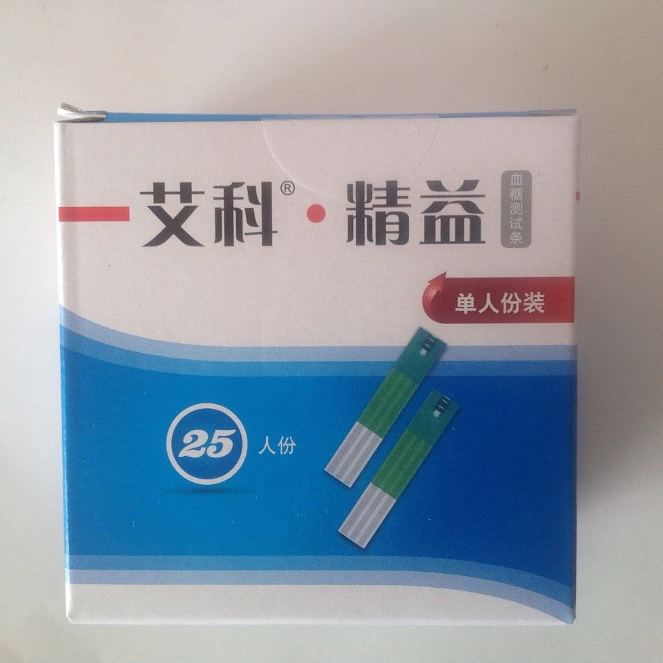 艾科精益血糖试纸片独立包装25条 25针精益试纸条行货血糖试片