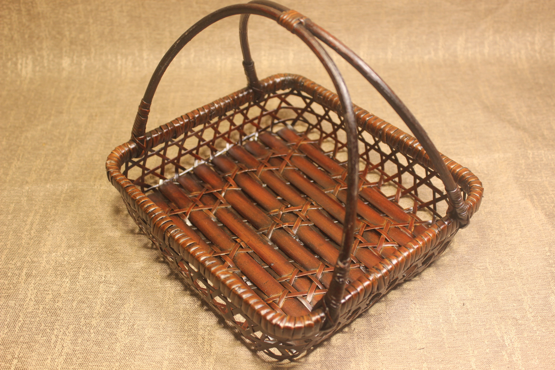 竹编复古果盘日式做旧纯手工收纳置物篮