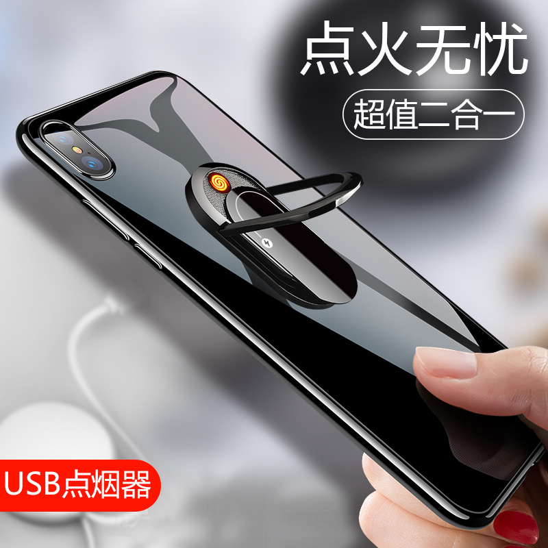 Zk803 Three-Dimensional Support Mobile Phone Bracket Cigarette Lighter Lighter Creative USB Fastened Ring Charging Lighter