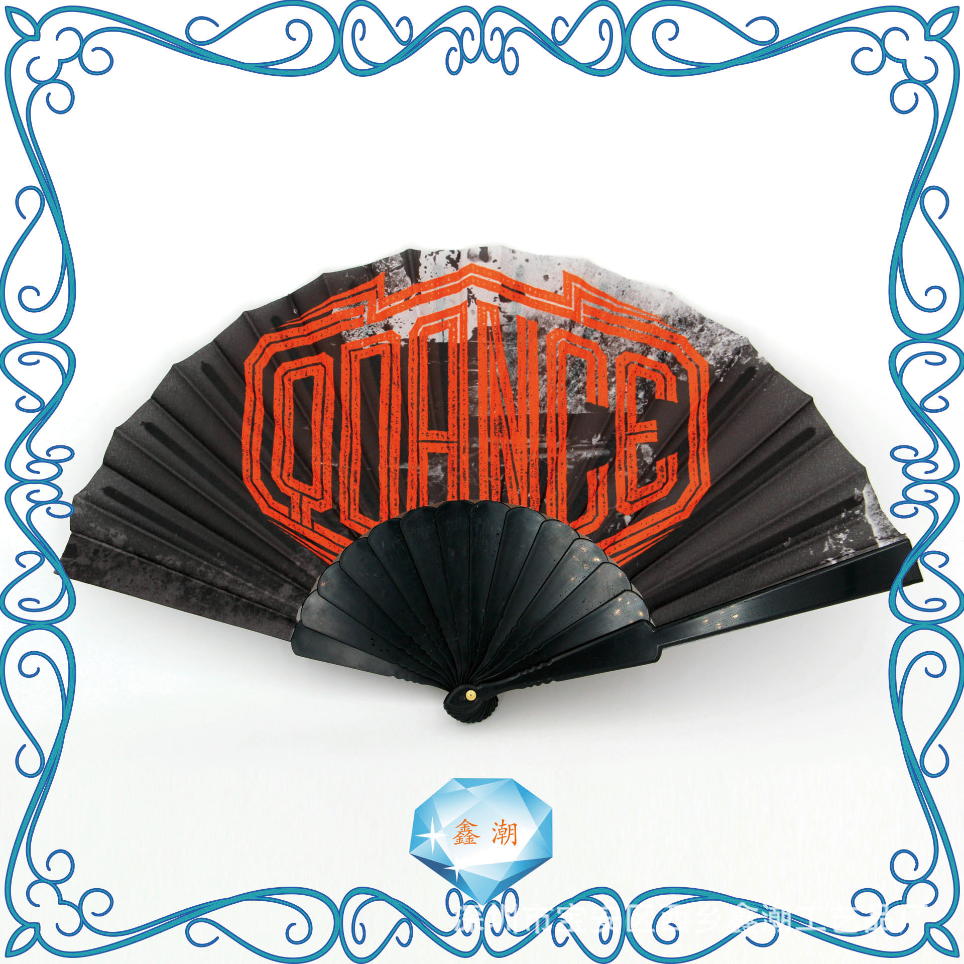 厂家定制广告塑料折扇西班牙布面塑料扇子