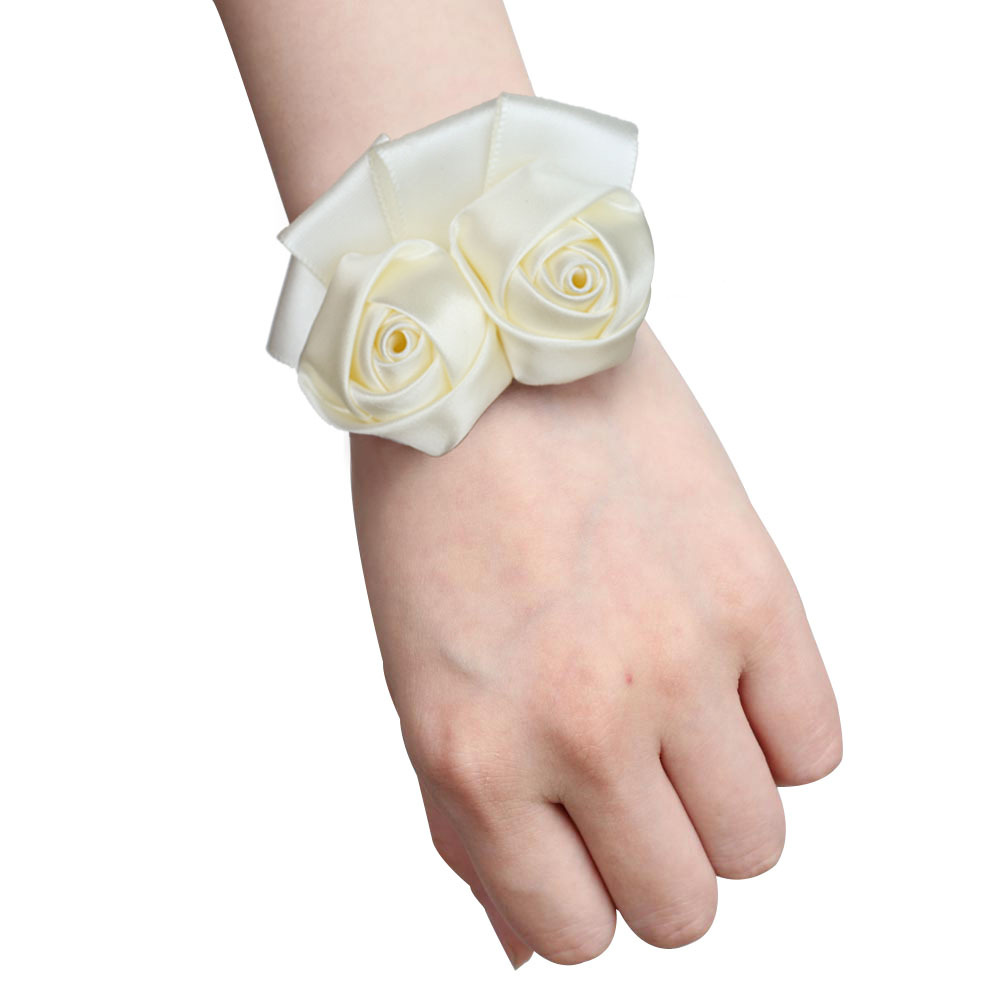 现货手腕花缎带玫瑰新娘伴娘手腕花欧美新品多色可选sw1317-j