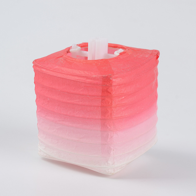 彩色纸灯笼批发手工渐变色方形纸灯笼diy灯笼元宵节渐变色灯笼