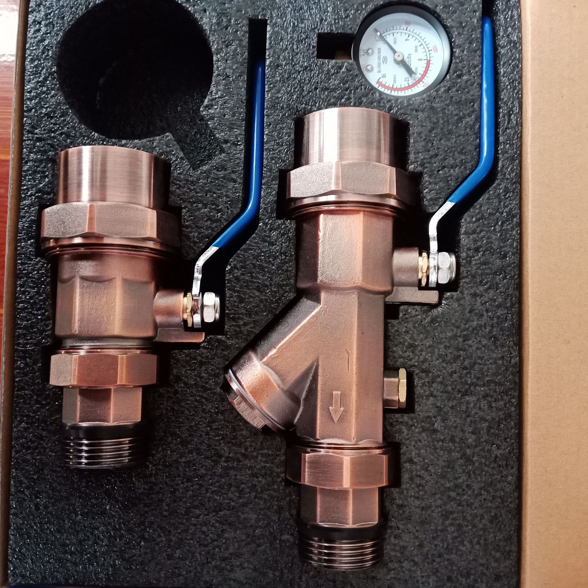 pert地暖分水器专用过滤器阀纯铜三位一体混水阀进出水球阀压滤器
