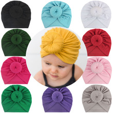 宝宝纯色打结印度套头帽亚马逊 欧美新款婴儿用品儿童宝宝头巾帽