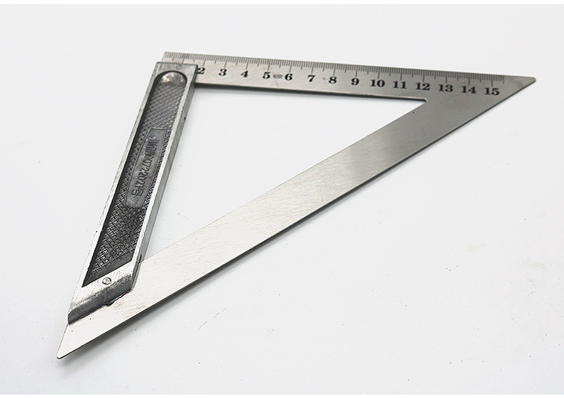 五金工具金玲铝座三角尺 木工90度直角尺 45度加厚不锈钢三角尺子