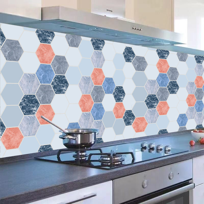 Kitchen Greaseproof Stickers High Temperature Resistant Reel Waterproof Range Hood Tile and Wall Sticker Table Top Self-Adhesive Cabinets Wallpaper