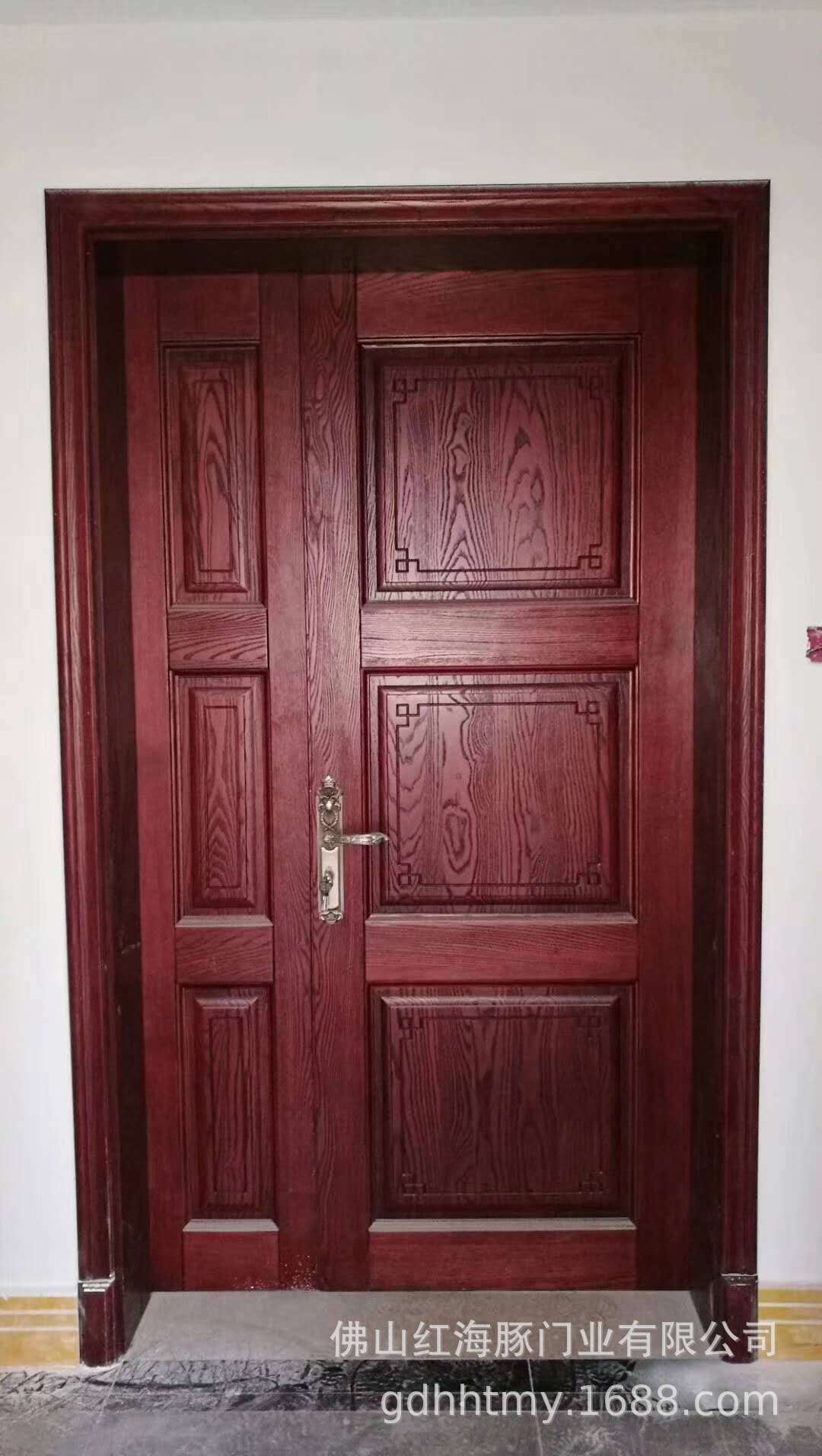佛山红海豚美国红橡原木门红橡开放漆子母门双开门