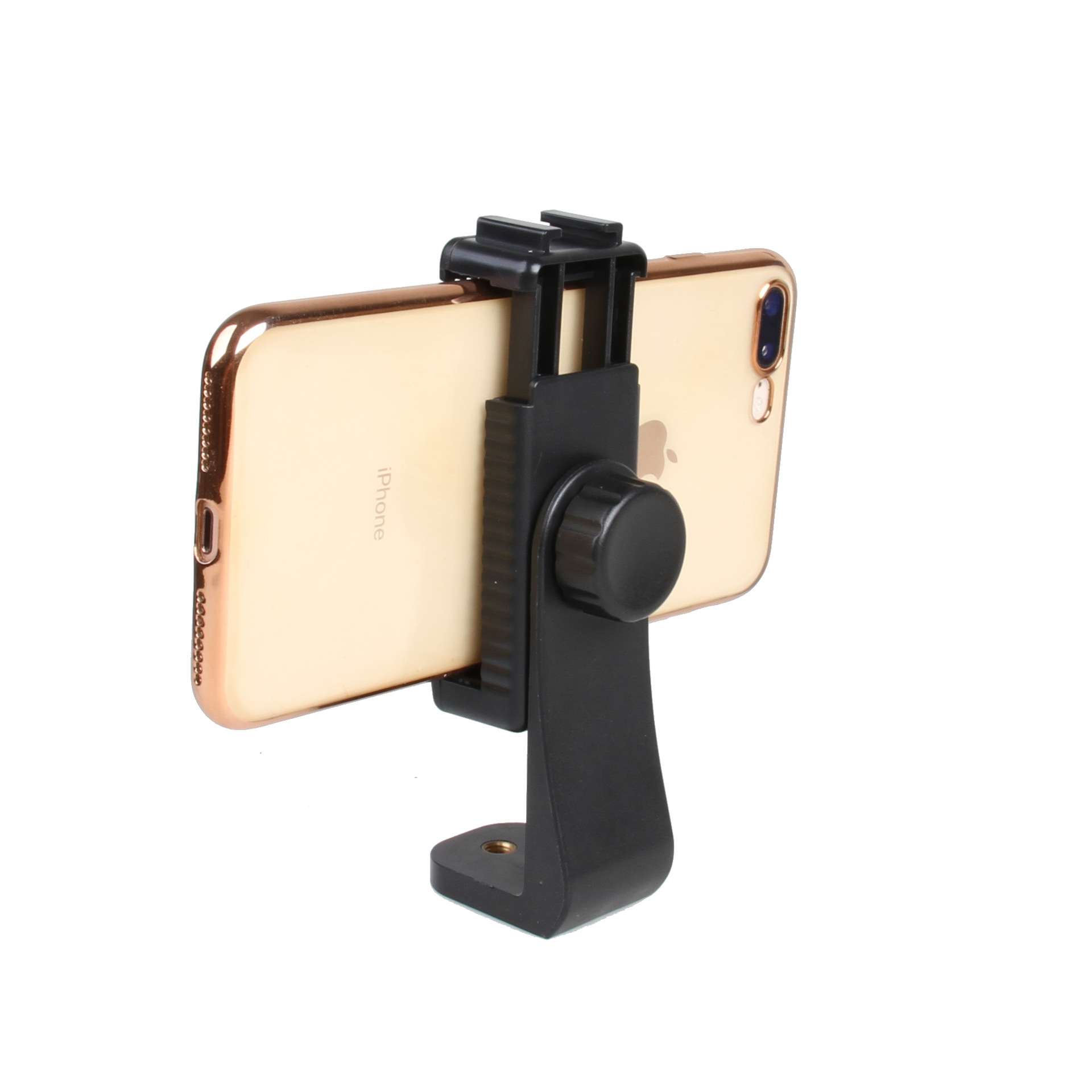 新款批发自拍杆手机一字夹 热靴口手机夹 e字型桌面直播手机夹