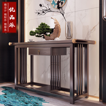 玄关 实木玄关 新中式实木玄关柜桌客厅禅意供桌条案几端景台
