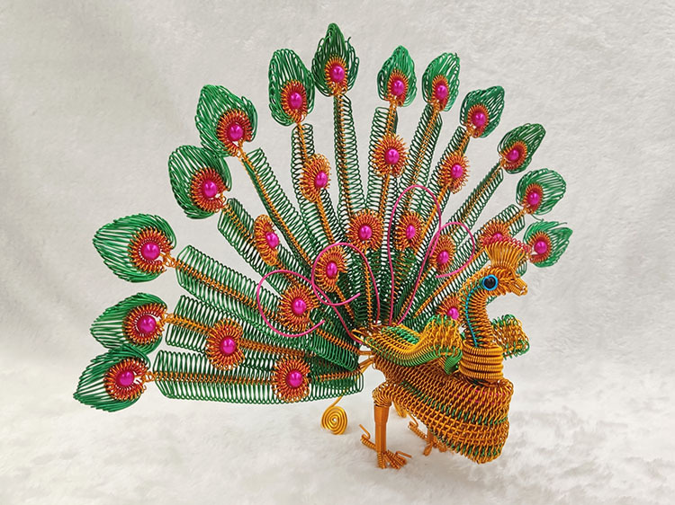 【开屏孔雀】手工铝线孔雀模型手编铝丝工艺品凤凰创意家居摆件