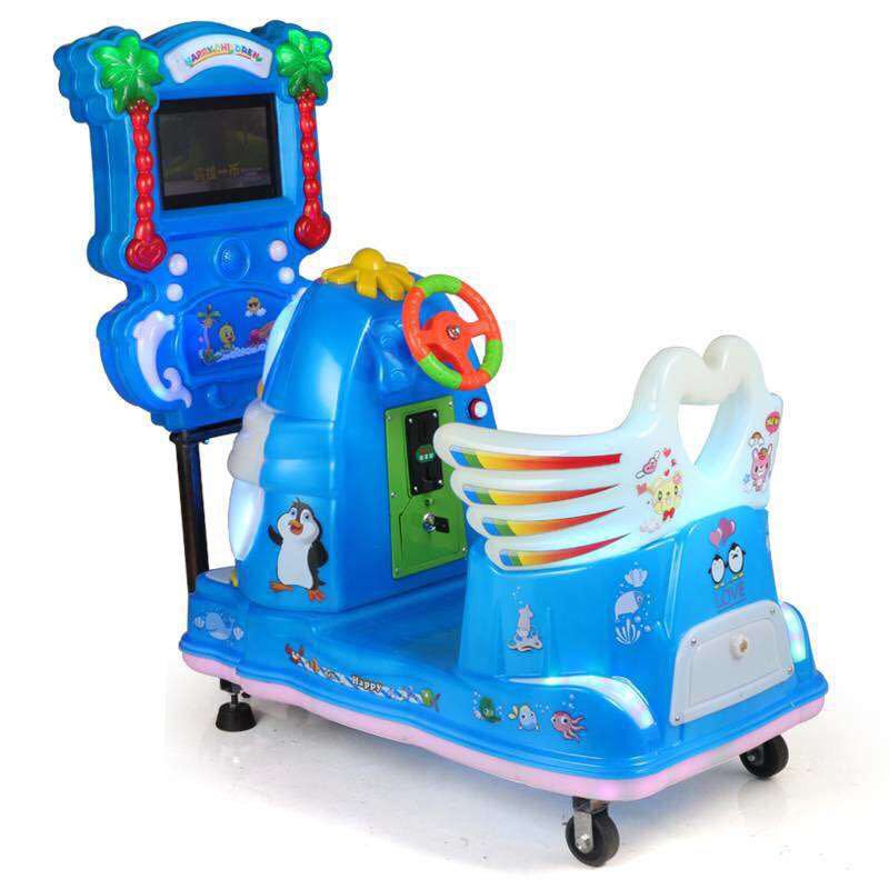 2019新款儿童投币摇摇车带液晶屏mp5企鹅摇摆机电动投币摇摇马