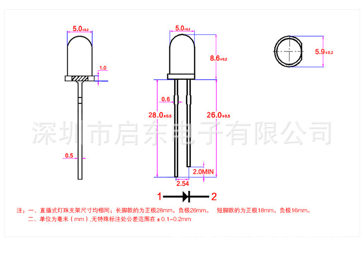 5MM foggy white hair blue LED F5 white hair blue lamp foggy light-emitting diode LED beads pic 6