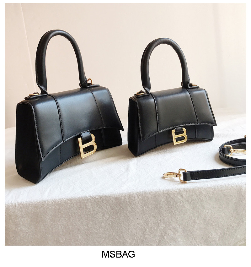 沙漏包2019新款网红欧美时尚真皮女包单肩斜挎包简约b字女包