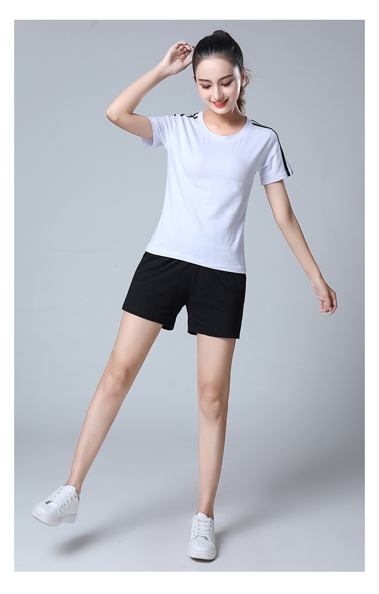 【短衣短裤运动套装女】 短袖套装跑步女士休闲两件套夏装 套装薄