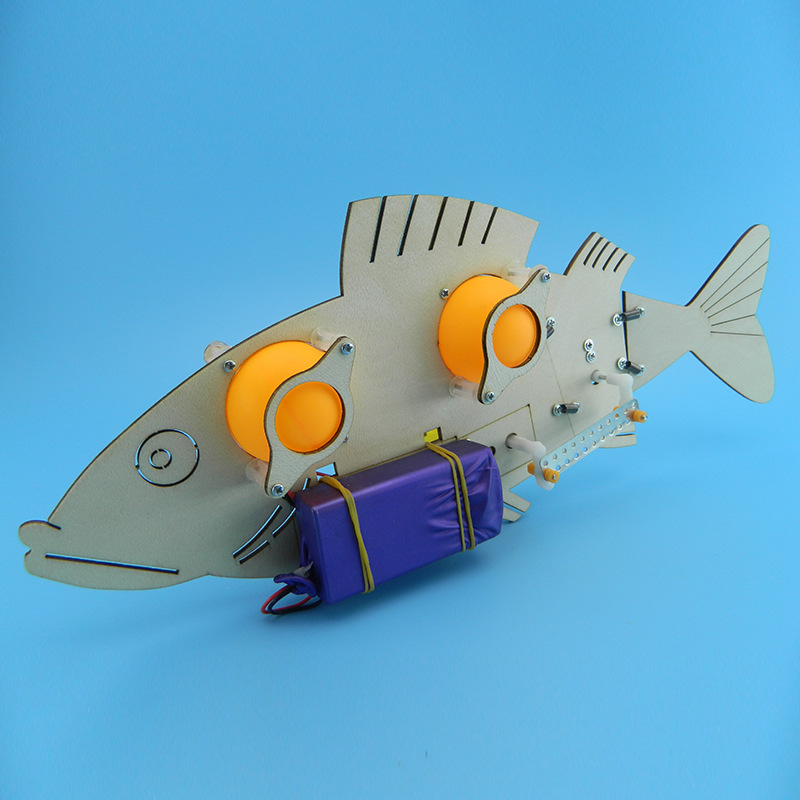 木质 电动仿生机械鱼 diy科技小制作 小学生初中小发明材料