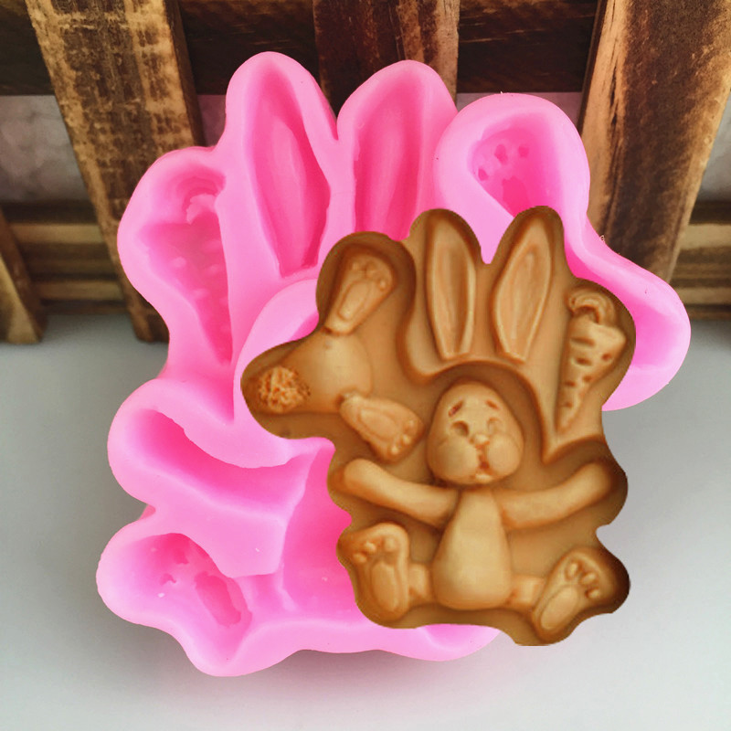 diy卡通动物兔子 造型硅胶模具手工翻糖蛋糕模 翻糖工具