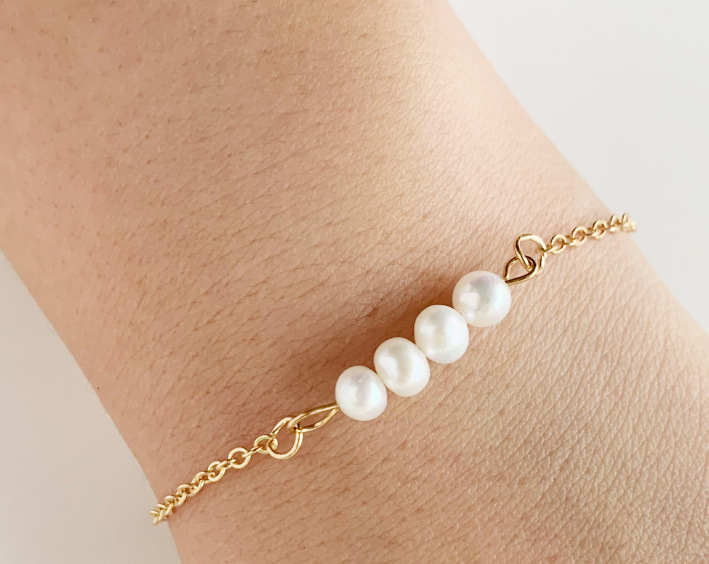 亚马逊wish创意复古简约珍珠单珠手链 手工珍珠手链饰品