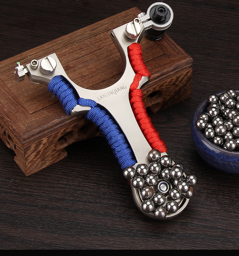 合金快压弹弓旋转激光瞄扁皮筋弹工架户外免绑夹片弹弓厂家直销