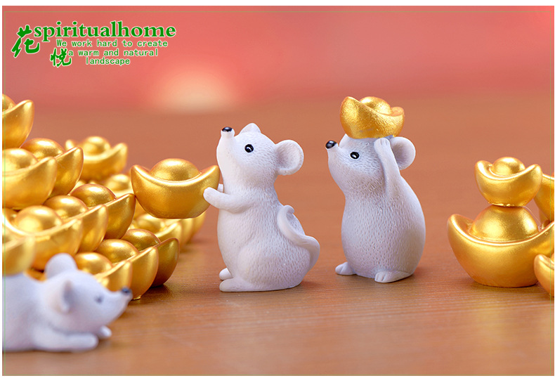 亏本促销 送财鼠 鼠年元宝老鼠摆件 汽车礼品发财鼠树脂小动物