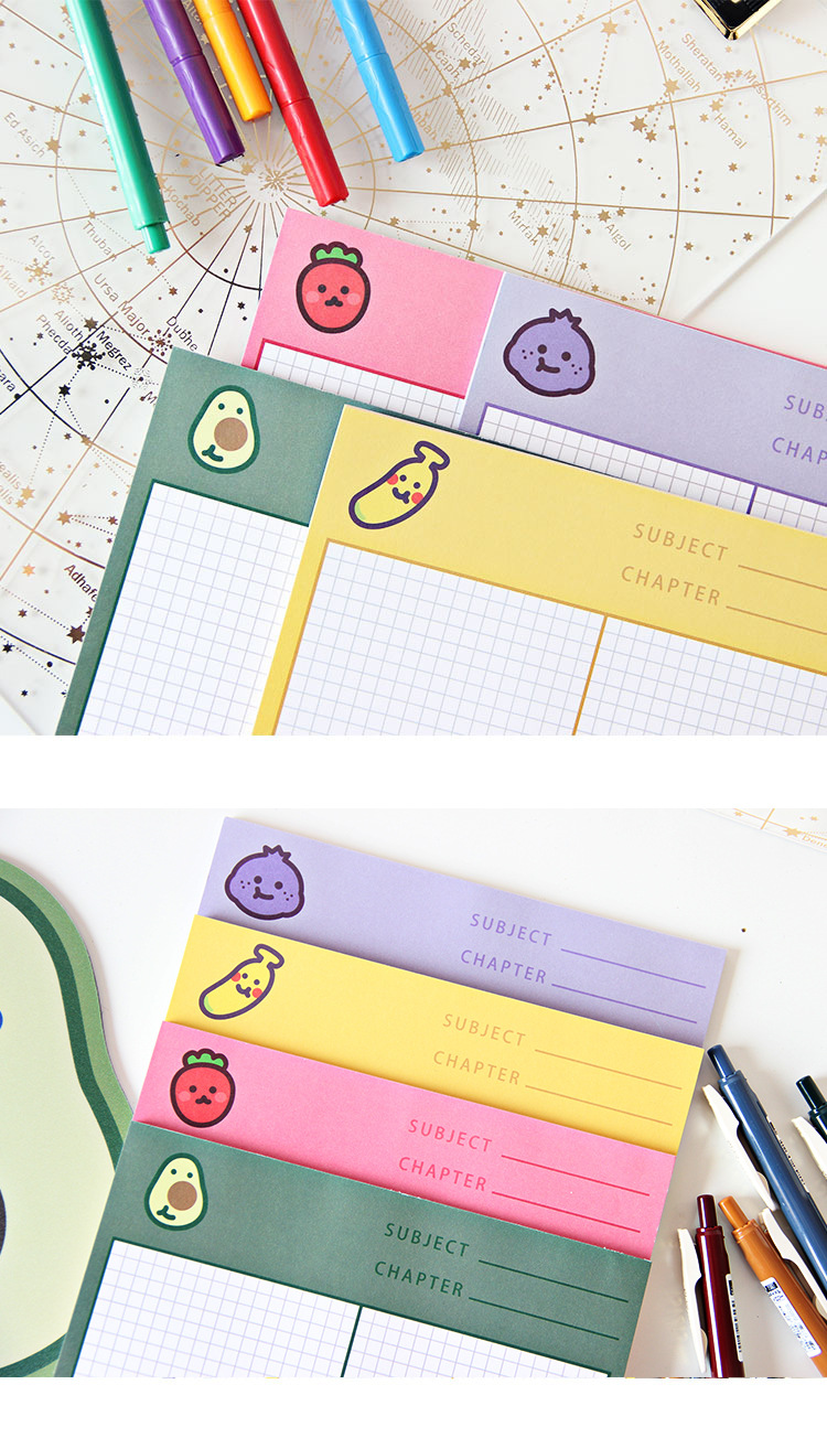 ins卡通水果学生b5便签本 学习笔记计划纸便签纸手账素材网格纸