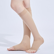医用高弹力中筒袜二级瘦小腿袜护小腿束腿露趾压力保健批发