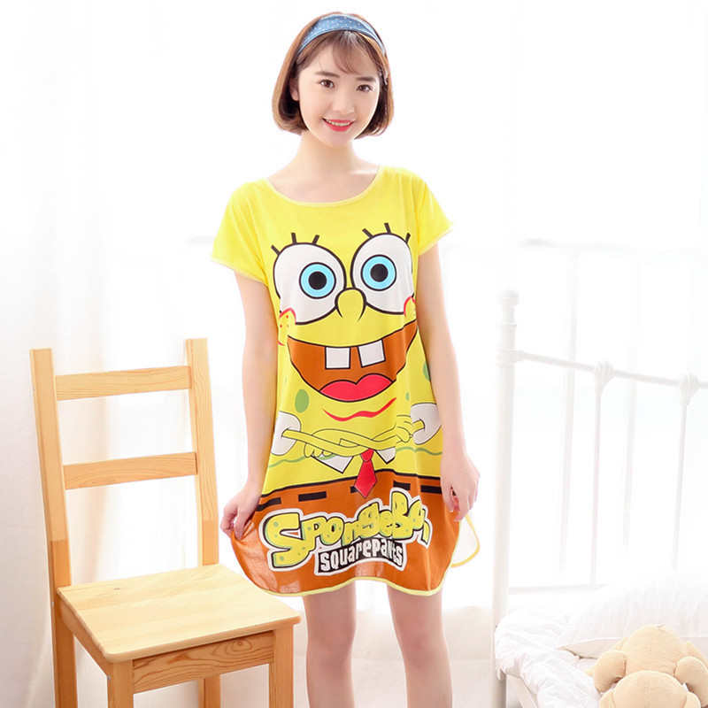 Wholesale Summer Short-Sleeved Milk Silk Cartoon Korean Girl Nightdress Wholesale Cute Taobao Generation Home Wear Pajamas